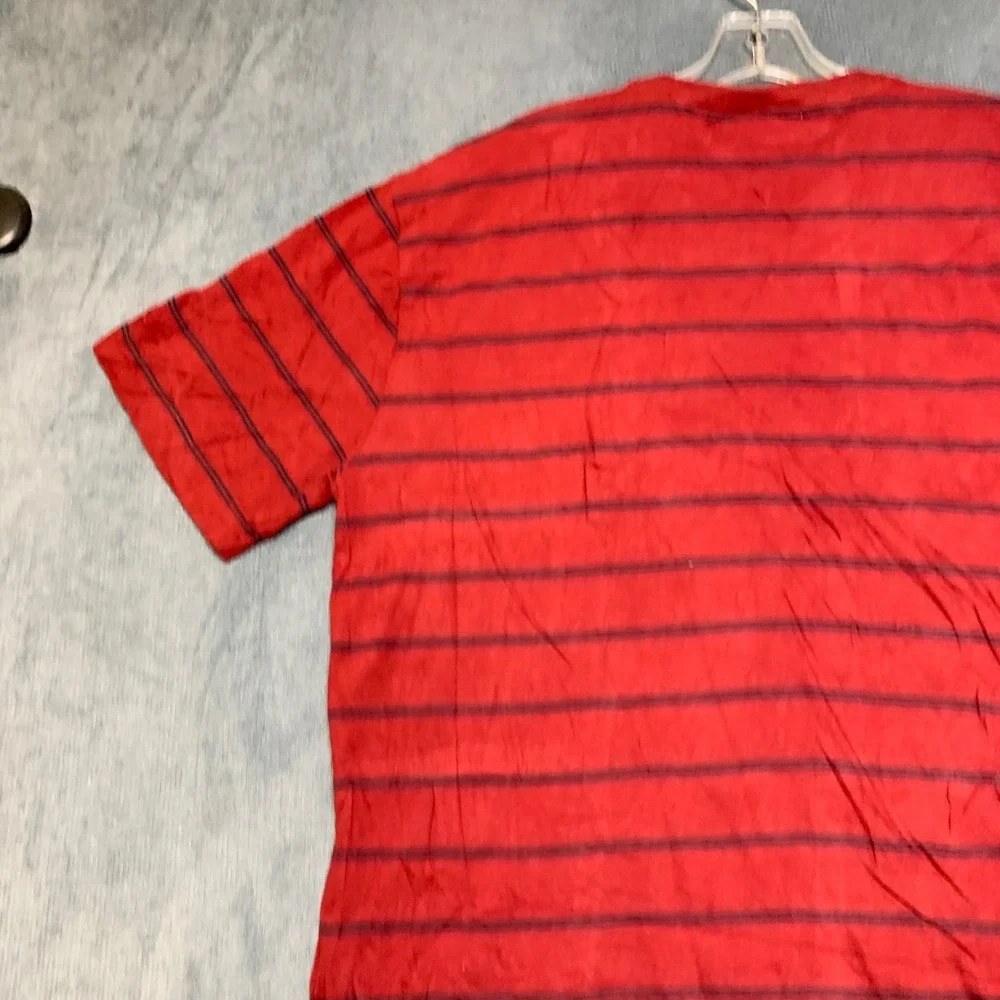 Tommy Hilfiger T Shirt Mens XL Scarlet Red Striped Crew Neck Casual Pullover